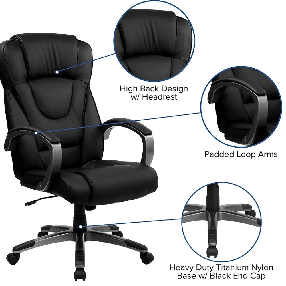 Office Chairs*Flash Furniture Hansel Ergonomic LeatherSoft Swivel High Back Executive Office Chair, Black (BT9069BK)