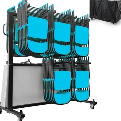 Flash Furniture Hawkins Folding Table and Chairs Mobile Cart, 660 lb. Capacity, Black (QINSHD245425)