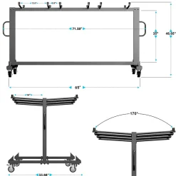 Flash Furniture Hawkins Folding Table and Chairs Mobile Cart, 330 lb. Capacity, Black (QINFRCW45425)