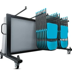 Flash Furniture Hawkins Folding Table and Chairs Mobile Cart, 330 lb. Capacity, Black (QINFRCW45425)