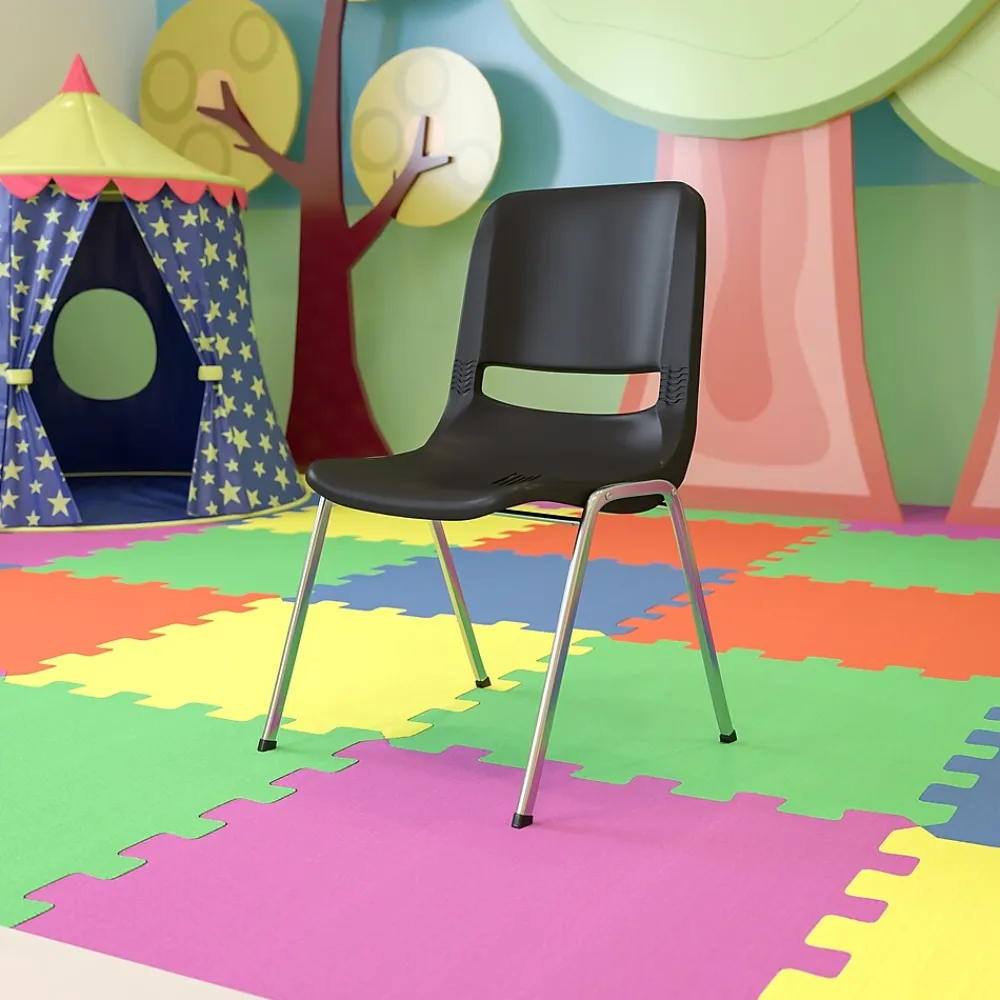 Folding & Stacking*Flash Furniture HERCULES Series Plastic Shell Stack Chair, Black/Chrome (RUT18BKCHR)