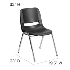 Folding & Stacking*Flash Furniture HERCULES Series Plastic Shell Stack Chair, Black/Chrome (RUT18BKCHR)