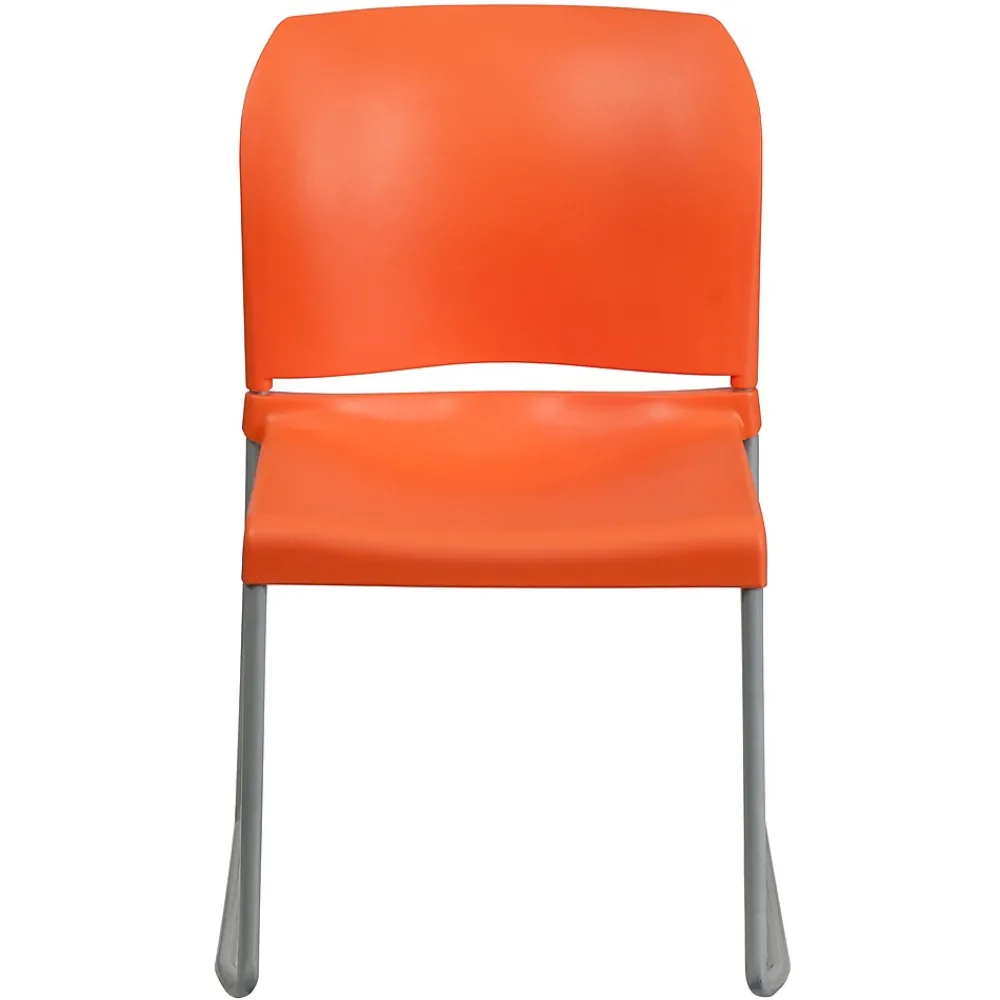 Folding & Stacking*Flash Furniture HERCULES Series Plastic Contoured Stack Chair with Sled Base, Orange/Gray (RUT238AOR)