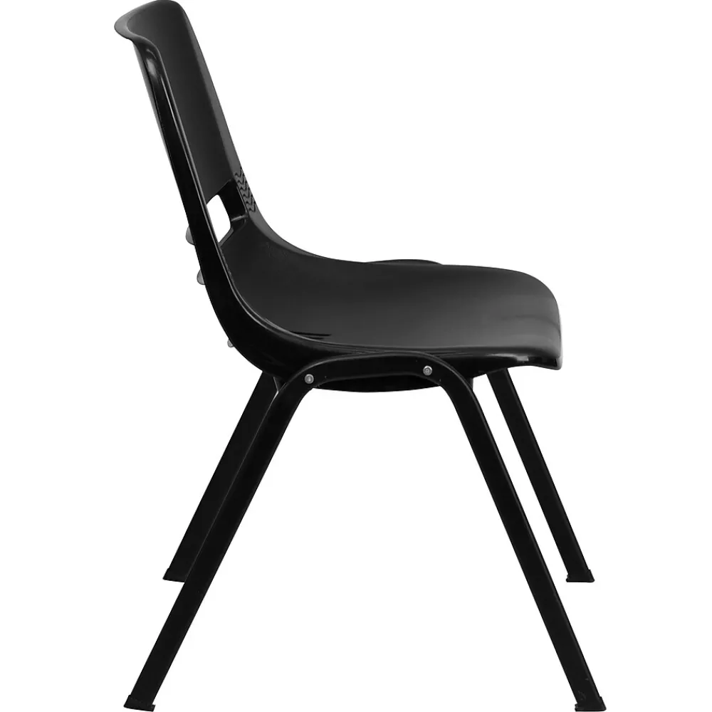 Folding & Stacking*Flash Furniture Hercules Shell Ergonomic Stack Chair With Black Frame and 14" Seat, Black, 15/Pack
