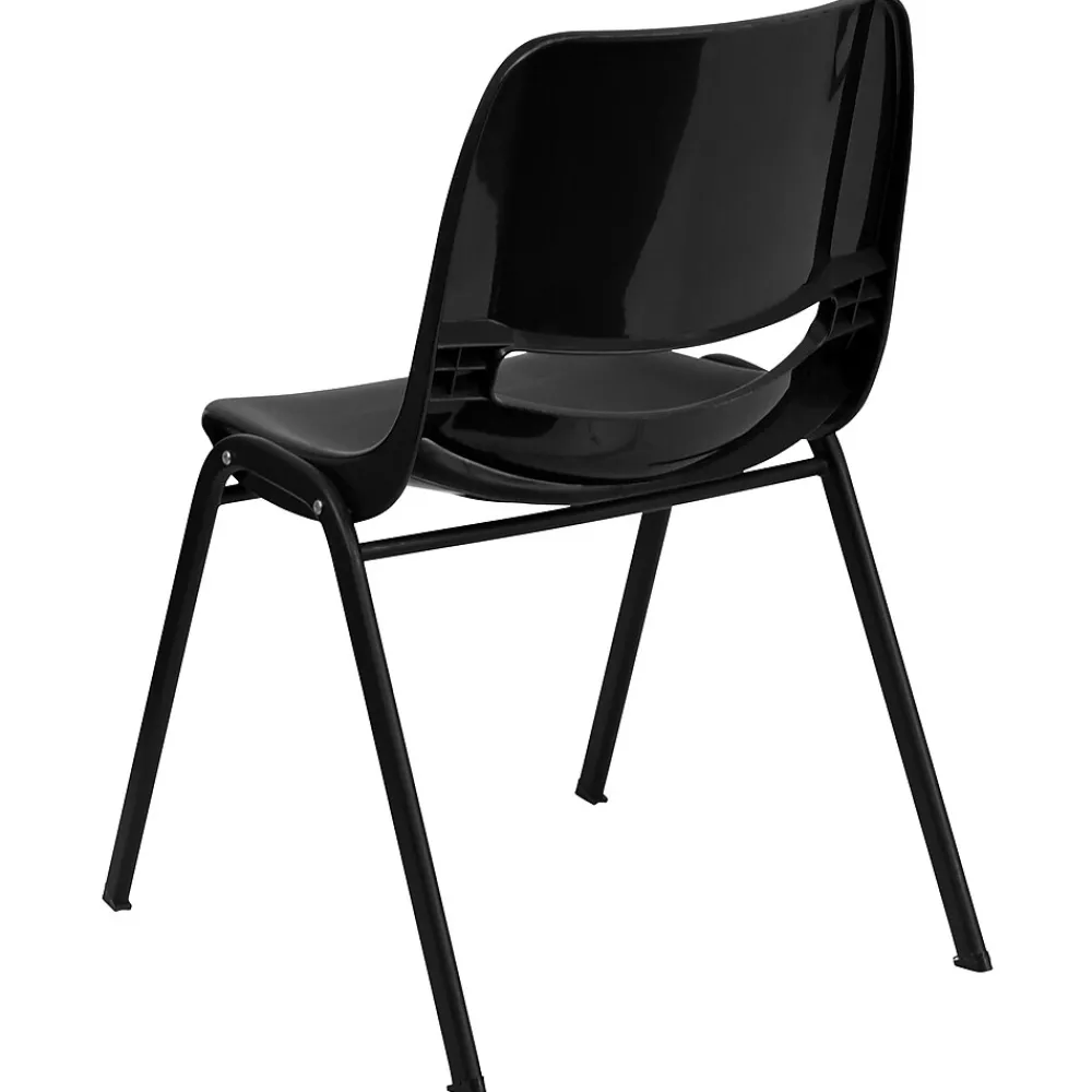 Folding & Stacking*Flash Furniture Hercules Shell Ergonomic Stack Chair With Black Frame and 14" Seat, Black, 15/Pack