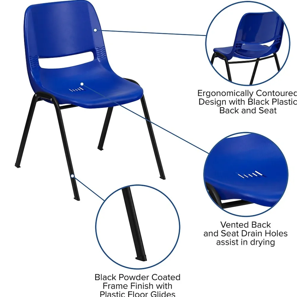 Folding & Stacking*Flash Furniture HERCULES Series Plastic Kid's Shell Stack Chair, Navy/Black (RUT14NVYBK)