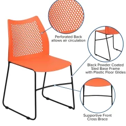 Folding & Stacking*Flash Furniture HERCULES Series Plastic Stack Chair with Air-Vent Back and Sled Base, Orange/Black (RUT498AOR)