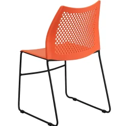 Folding & Stacking*Flash Furniture HERCULES Series Plastic Stack Chair with Air-Vent Back and Sled Base, Orange/Black (RUT498AOR)