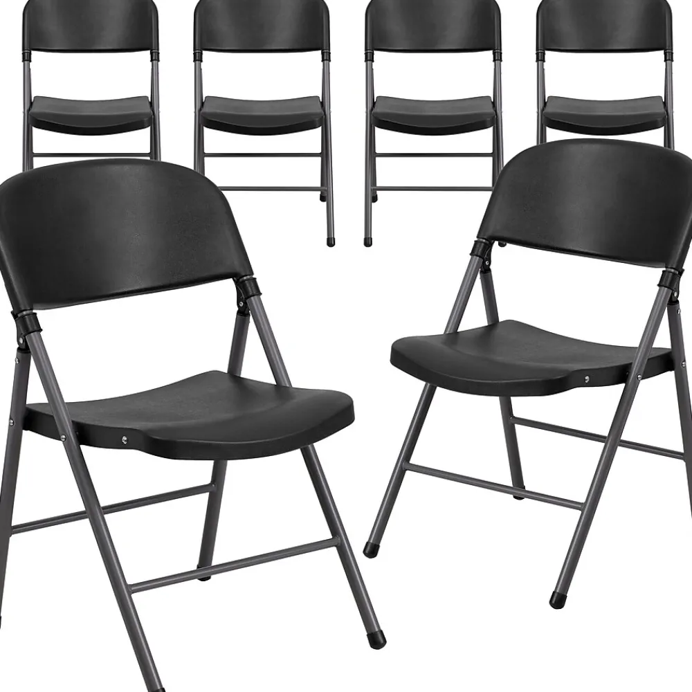 Folding & Stacking*Flash Furniture HERCULES™ Plastic Armless Folding Chair, Black, 6/Pack