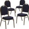 Folding & Stacking*Flash Furniture HERCULES™ Fabric Gold Frame Dome Back Banquet Chair, Navy, 4/Pack (4FDC03AG3774)