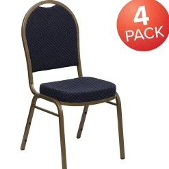 Folding & Stacking*Flash Furniture HERCULES™ Fabric Gold Frame Dome Back Banquet Chair, Navy, 4/Pack (4FDC03AG3774)