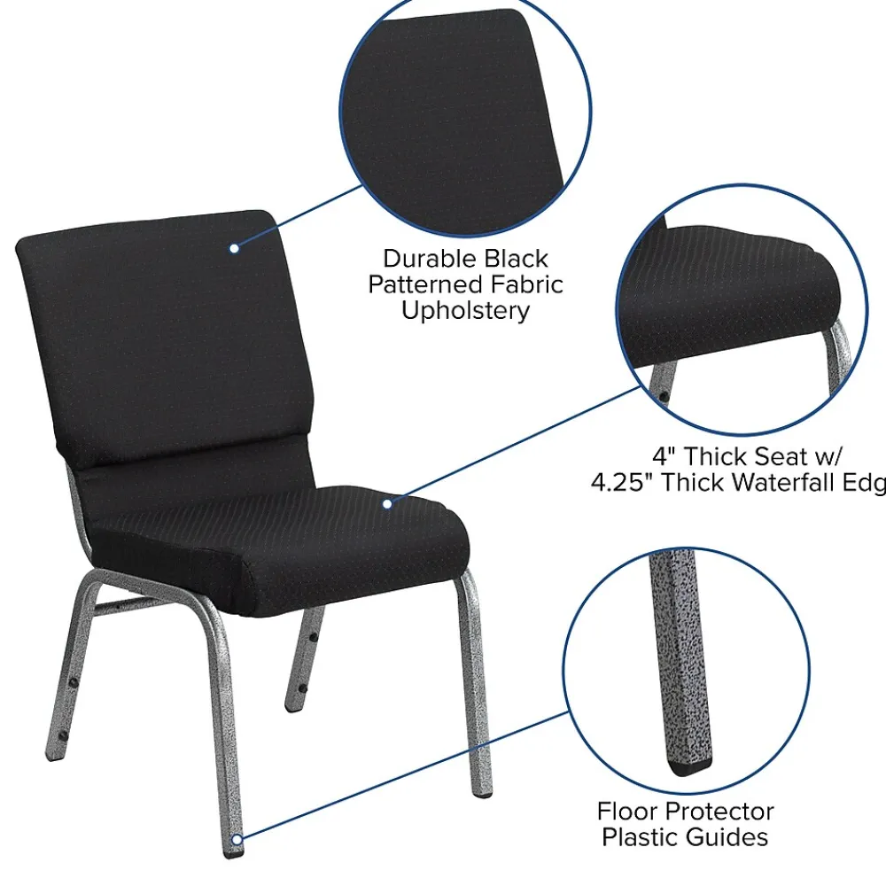 Folding & Stacking*Flash Furniture HERCULES Series Fabric Stacking Church Chair, Black Patterned/Silver Vein Frame (FCH185SVJP02)