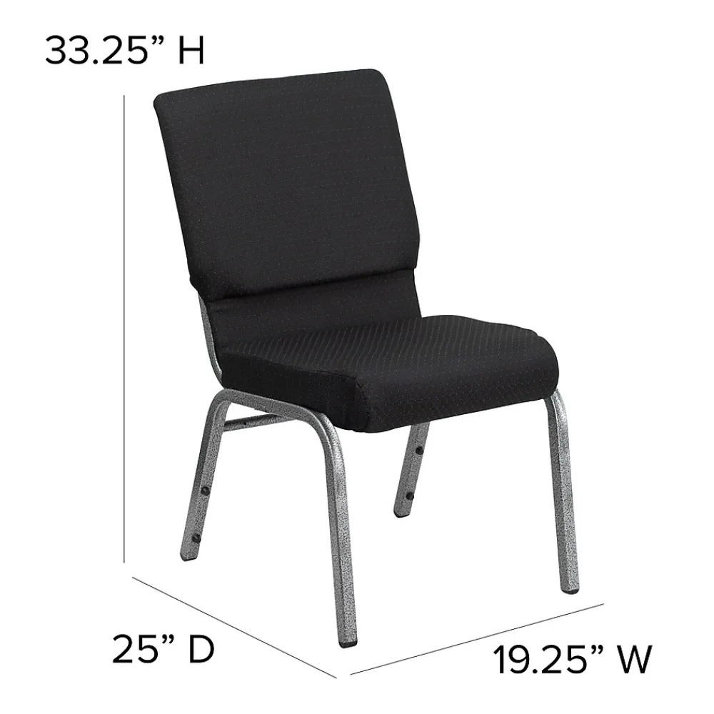 Folding & Stacking*Flash Furniture HERCULES Series Fabric Stacking Church Chair, Black Patterned/Silver Vein Frame (FCH185SVJP02)