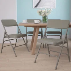 Folding & Stacking*Flash Furniture HERCULES™ Curved Triple Braced Vinyl Armless Folding Chair, Gray, 4/Pack