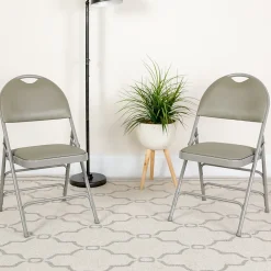 Folding & Stacking*Flash Furniture HERCULES™ Triple Braced Vinyl Armless Folding Chair, Gray, 4/Pack (4HAMC705AV3GY)