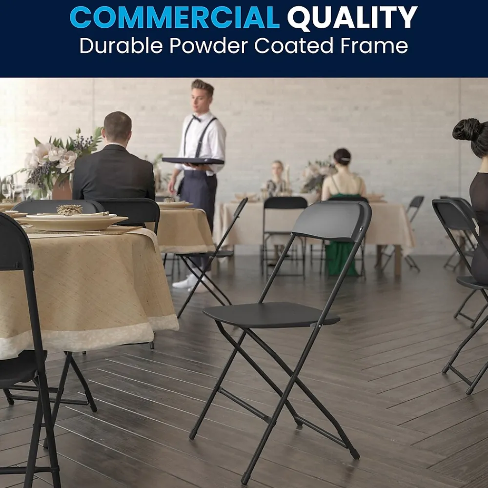Folding & Stacking*Flash Furniture HERCULES™ Plastic Armless Folding Chair, Black, 60/Pack