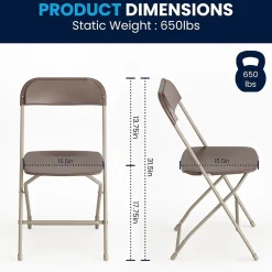 Folding & Stacking*Flash Furniture HERCULES™ Plastic Armless Folding Chair, Premium Brown, 10/Pack