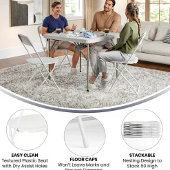 Folding & Stacking*Flash Furniture HERCULES™ Plastic Armless Folding Chair, Premium White, 32/Pack