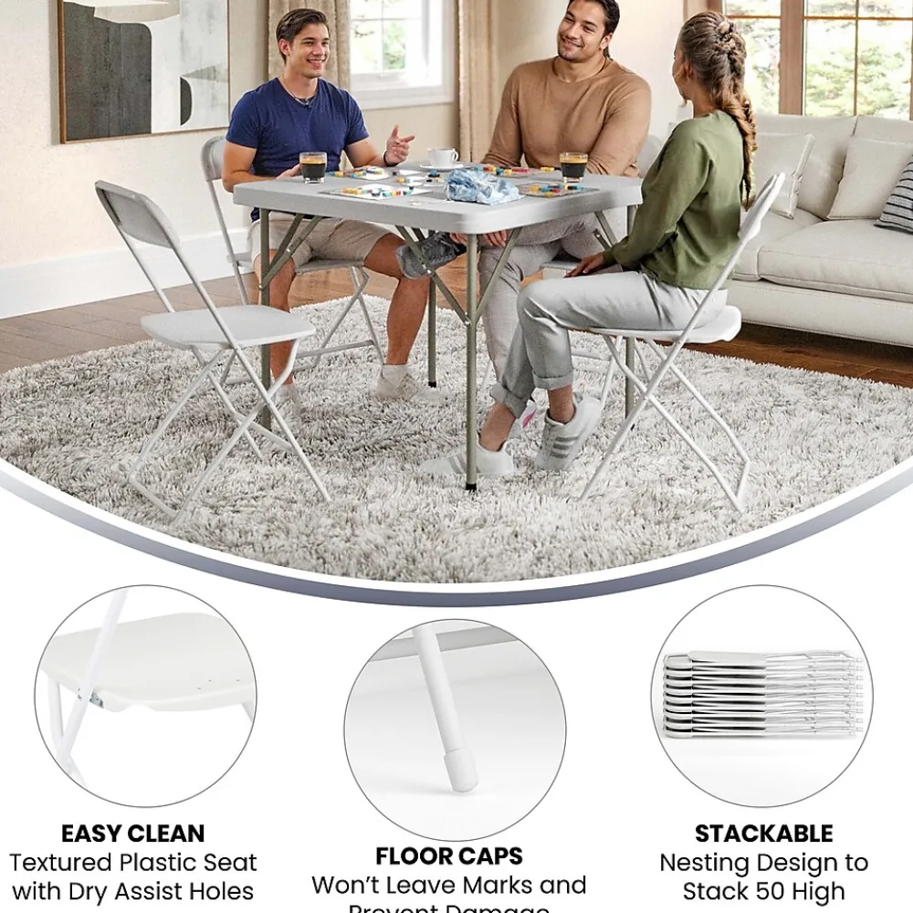 Folding & Stacking*Flash Furniture HERCULES™ Plastic Armless Folding Chair, Premium White, 52/Pack