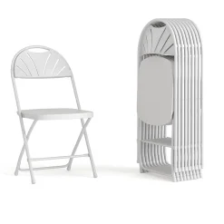 Folding & Stacking*Flash Furniture HERCULES™ Plastic Armless Folding Chair With Fan Back, White, 40/Pack (40LEL4WHITE)