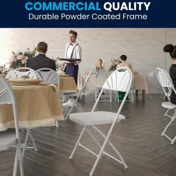 Folding & Stacking*Flash Furniture HERCULES™ Plastic Armless Folding Chair With Fan Back, White, 40/Pack (40LEL4WHITE)