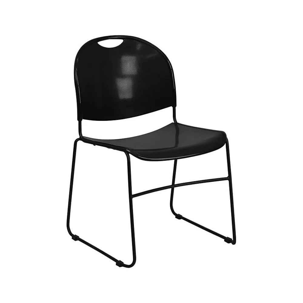 Folding & Stacking*Flash Furniture HERCULES™ Polypropylene Black Frame Ultra Compact Stack Chair, Black, 15/Pack