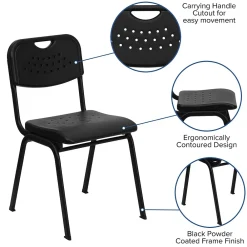 Folding & Stacking*Flash Furniture HERCULES Series Plastic Stack Chair with Open Back, Black (RUTGK01BK)