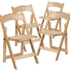 Folding & Stacking*Flash Furniture HERCULES™ Wood Armless Folding Chair, Natural, 4/Pack (4XF2903NATURAL)
