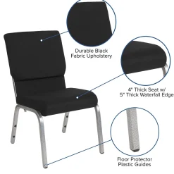 Folding & Stacking*Flash Furniture HERCULES Series Fabric Stacking Church Chair, Black/Silver Vein Frame (XUCH60096BKSV)