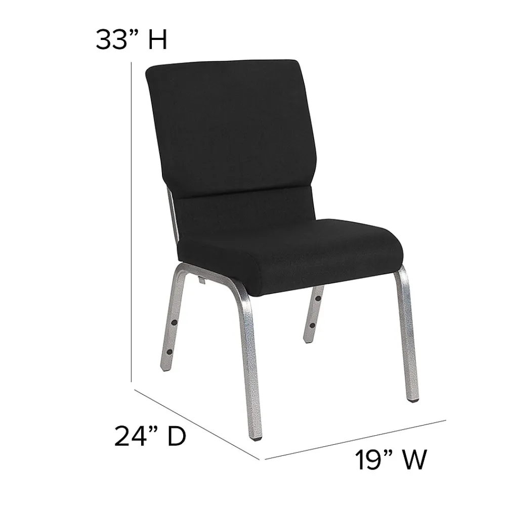 Folding & Stacking*Flash Furniture HERCULES Series Fabric Stacking Church Chair, Black/Silver Vein Frame (XUCH60096BKSV)