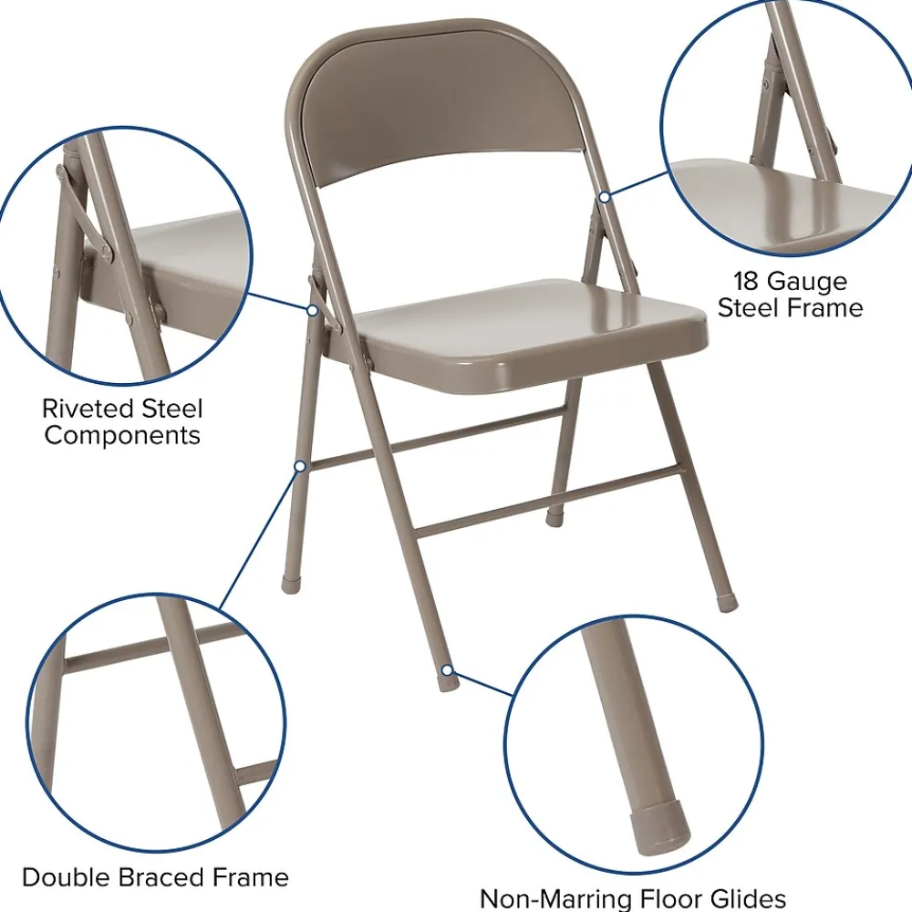 Folding & Stacking*Flash Furniture HERCULES Series Metal Folding Chair, Gray, 4/Pk (4BDF002GY)
