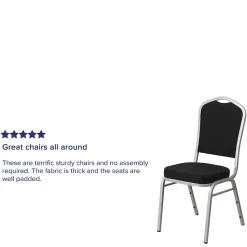Folding & Stacking*Flash Furniture HERCULES Series Fabric Banquet Stacking Chair, Black/Silver Frame, 4 Pack (4FDC01S11)