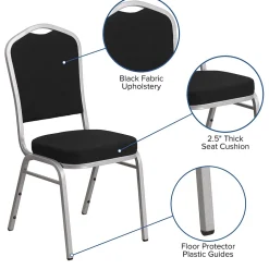 Folding & Stacking*Flash Furniture HERCULES Series Fabric Banquet Stacking Chair, Black/Silver Frame, 4 Pack (4FDC01S11)