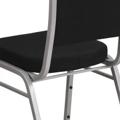 Folding & Stacking*Flash Furniture HERCULES Series Fabric Banquet Stacking Chair, Black/Silver Frame, 4 Pack (4FDC01S11)