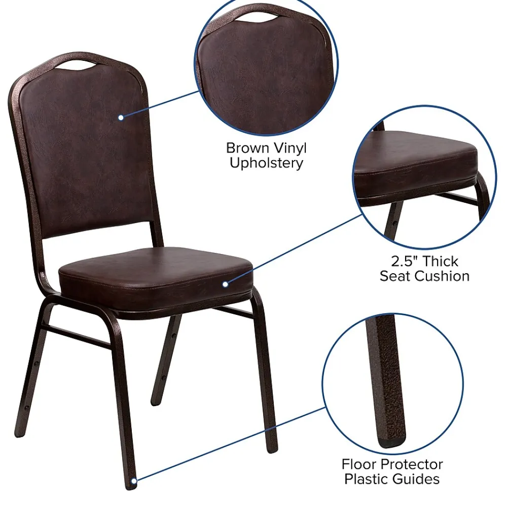 Folding & Stacking*Flash Furniture HERCULES Series Vinyl Banquet Stacking Chair, Brown/Copper Vein Frame, 4 Pack (4FDC01CPRBRNVY)