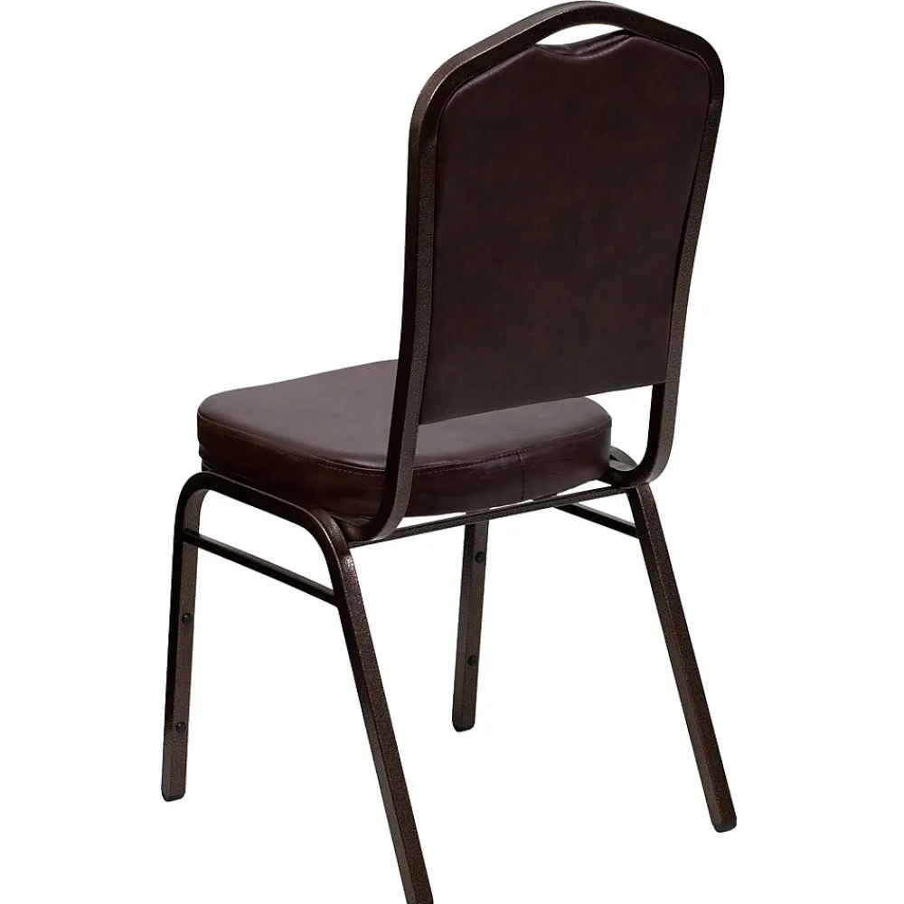 Folding & Stacking*Flash Furniture HERCULES Series Vinyl Banquet Stacking Chair, Brown/Copper Vein Frame, 4 Pack (4FDC01CPRBRNVY)