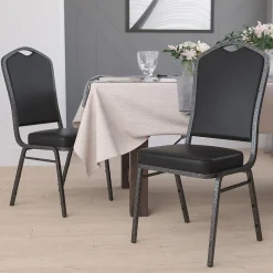 Folding & Stacking*Flash Furniture HERCULES Series Vinyl Banquet Stacking Chair, Black/Silver Vein Frame, 4 Pack (4FDC01SVBKVY)