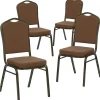 Folding & Stacking*Flash Furniture HERCULES Series Fabric Banquet Stacking Chair, Coffee/Gold Vein Frame, 4 Pack (4NGC01COFFEEGV)