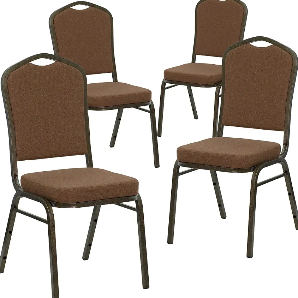 Folding & Stacking*Flash Furniture HERCULES Series Fabric Banquet Stacking Chair, Coffee/Gold Vein Frame, 4 Pack (4NGC01COFFEEGV)