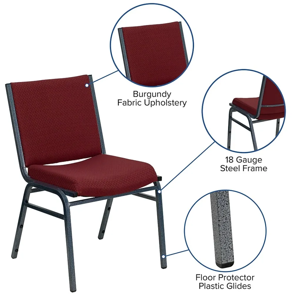 Folding & Stacking*Flash Furniture HERCULES Series Fabric Stack Chair, Burgundy Patterned (XU60153BY)