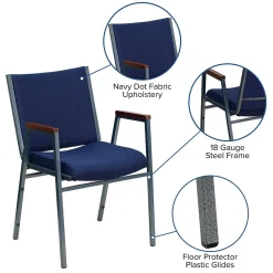Folding & Stacking*Flash Furniture HERCULES Series Fabric Stack Chair with Arms, Navy Blue Dot (XU60154NVY)
