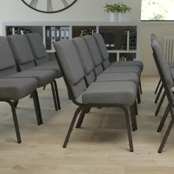 Folding & Stacking*Flash Furniture HERCULES Series Fabric Stacking Church Chair, Gray/Silver Vein Frame (XUCH0221GYSV)