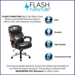 Office Chairs*Flash Furniture Hercules Series Ergonomic LeatherSoft Swivel Big & Tall Executive Office Chair, Brown (GO2223BN)