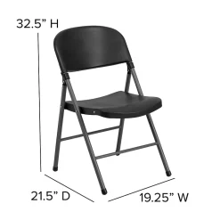 Folding & Stacking*Flash Furniture HERCULES™ Plastic Armless Folding Chair With Charcoal Frame, Black, 4/Pack