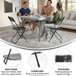 Folding & Stacking*Flash Furniture HERCULES™ Plastic Armless Folding Chair, Black, 4/Pack (4LEL3BLACK)