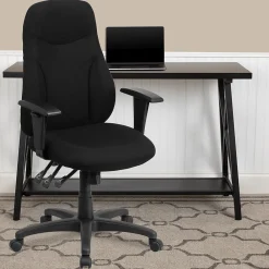 Office Chairs*Flash Furniture Hughes Ergonomic Fabric Swivel High Back Task Office Chair, Black (BT90297HA)