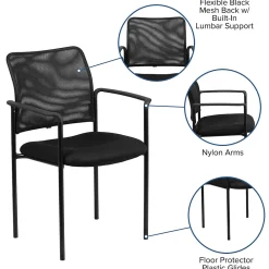 Folding & Stacking*Flash Furniture Jana Mesh Stackable Side Chair with Arms, Black (GO5162)
