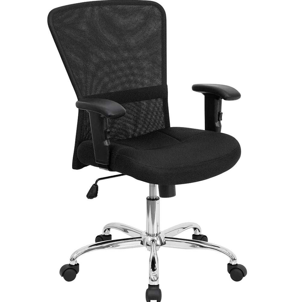 Office Chairs*Flash Furniture Jasmine Ergonomic Mesh Swivel Mid-Back Task Office Chair, Black (GO5307B)