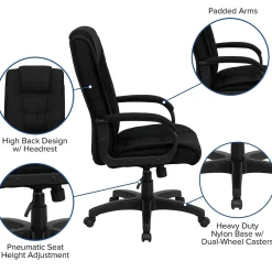 Office Chairs*Flash Furniture Jessica Fabric Swivel High Back Executive Office Chair, Black (GO5301BBK)
