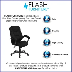 Office Chairs*Flash Furniture Jessie Ergonomic Microfiber Swivel High Back Executive Office Chair, Black (GO725BK)